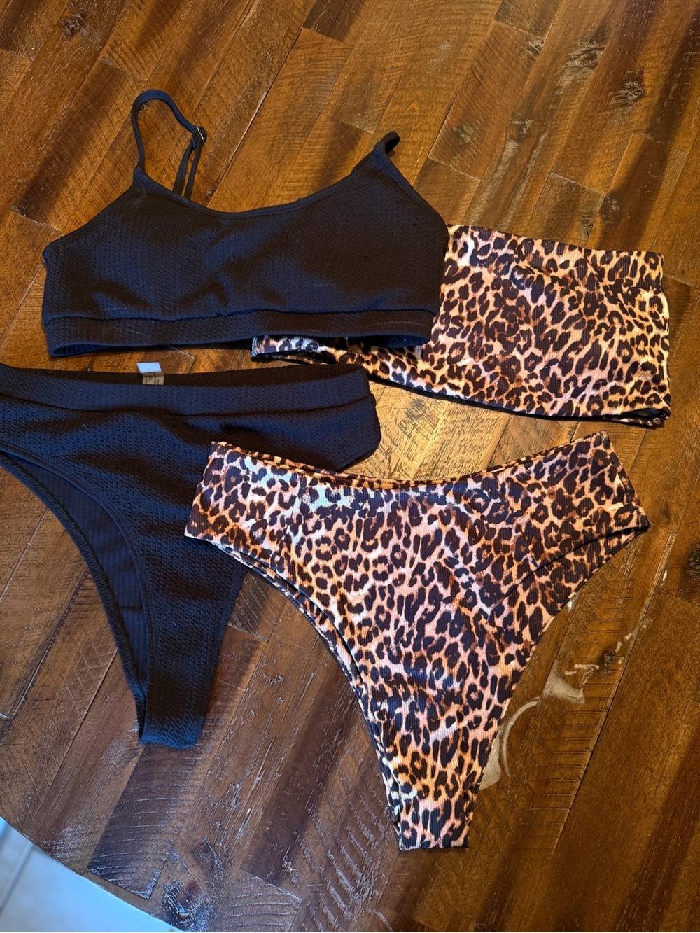 Black & Leopard High Waist Two-Piece Swim Set